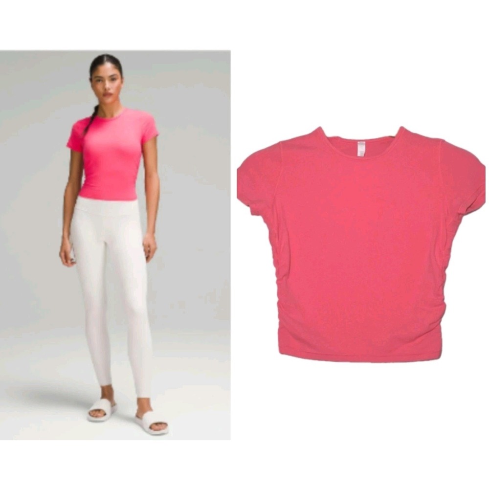 Lululemon All It Takes Nulu Short Sleeve Tee Women's 4 Lip Gloss Cinched Sides
